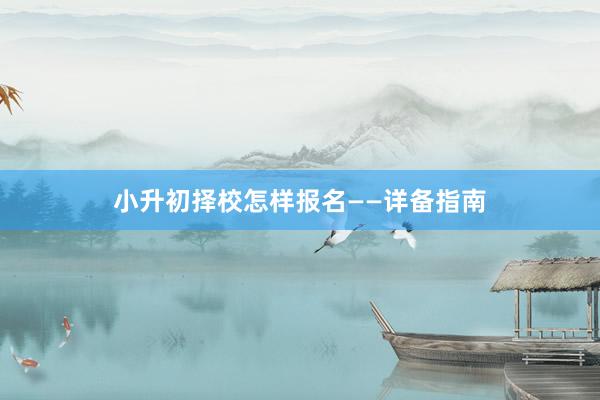 小升初择校怎样报名——详备指南